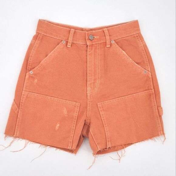 Urban Outfitters BDG Cut Off Carpenter Jean Shorts Womens Size 25 High Waist - Picture 1 of 11